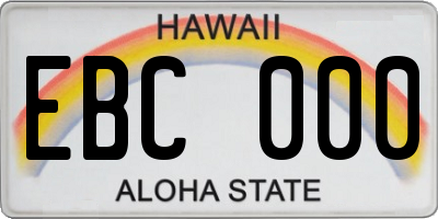 HI license plate EBC000