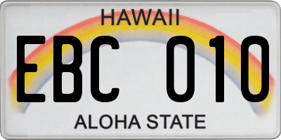 HI license plate EBC010