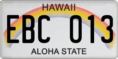 HI license plate EBC013