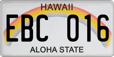 HI license plate EBC016