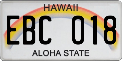 HI license plate EBC018