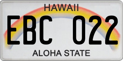 HI license plate EBC022