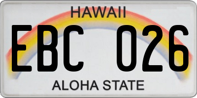 HI license plate EBC026