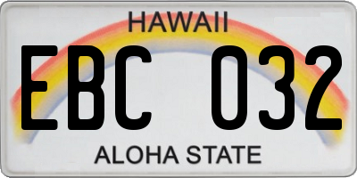 HI license plate EBC032