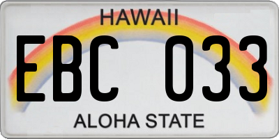 HI license plate EBC033