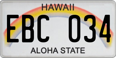 HI license plate EBC034