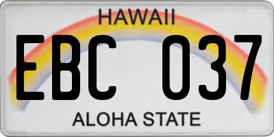 HI license plate EBC037