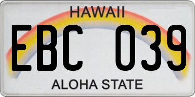 HI license plate EBC039