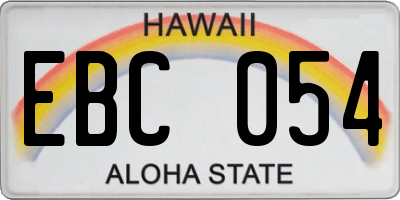 HI license plate EBC054