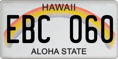 HI license plate EBC060