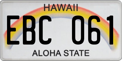 HI license plate EBC061