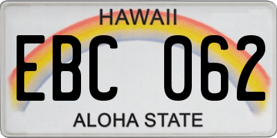 HI license plate EBC062