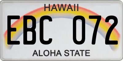 HI license plate EBC072