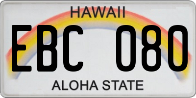 HI license plate EBC080