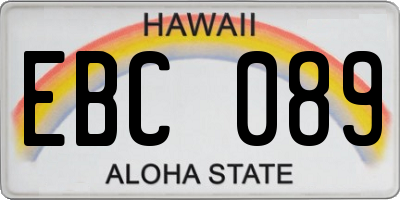 HI license plate EBC089