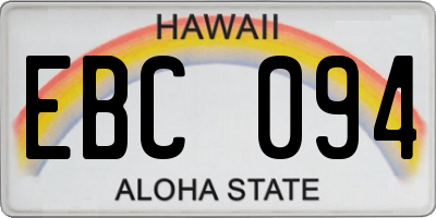HI license plate EBC094