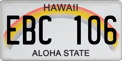 HI license plate EBC106