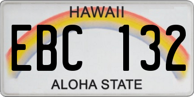 HI license plate EBC132