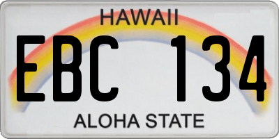 HI license plate EBC134