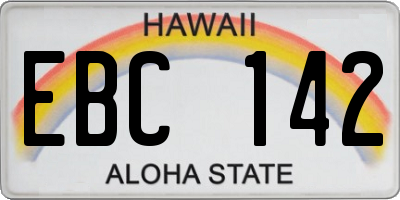 HI license plate EBC142