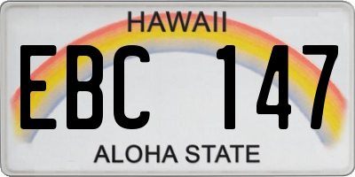 HI license plate EBC147