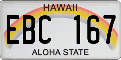 HI license plate EBC167
