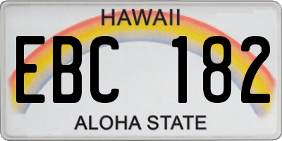 HI license plate EBC182