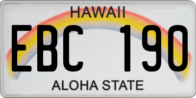 HI license plate EBC190