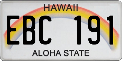 HI license plate EBC191