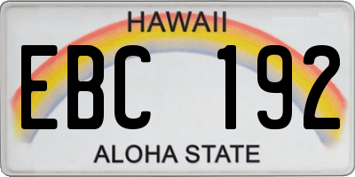 HI license plate EBC192