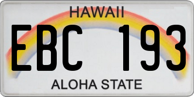 HI license plate EBC193