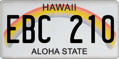 HI license plate EBC210
