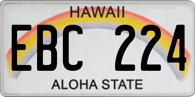 HI license plate EBC224