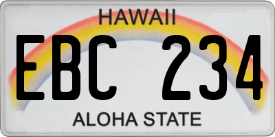 HI license plate EBC234
