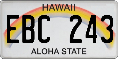 HI license plate EBC243
