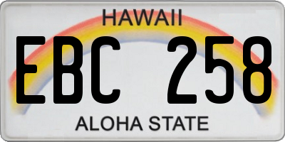 HI license plate EBC258