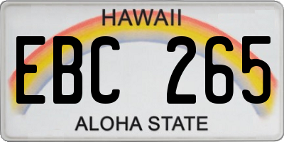 HI license plate EBC265