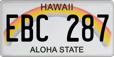 HI license plate EBC287