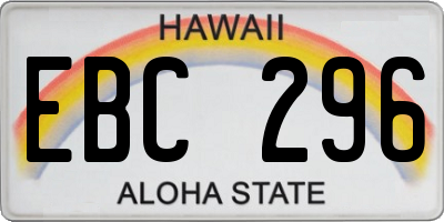 HI license plate EBC296