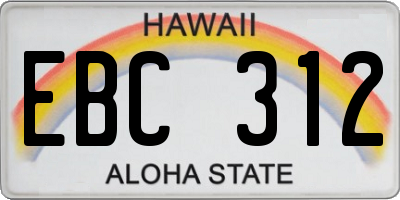 HI license plate EBC312