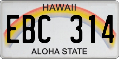 HI license plate EBC314