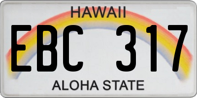 HI license plate EBC317