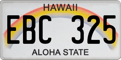 HI license plate EBC325