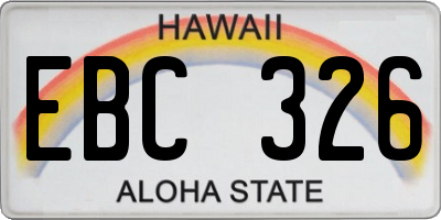 HI license plate EBC326