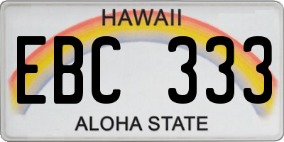 HI license plate EBC333