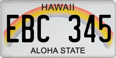 HI license plate EBC345