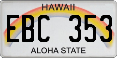 HI license plate EBC353
