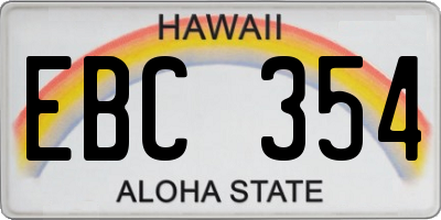 HI license plate EBC354