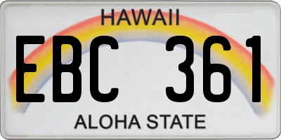 HI license plate EBC361