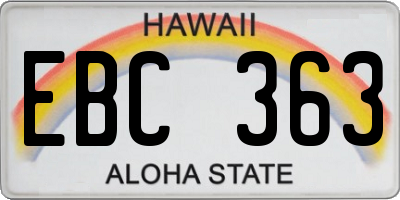 HI license plate EBC363